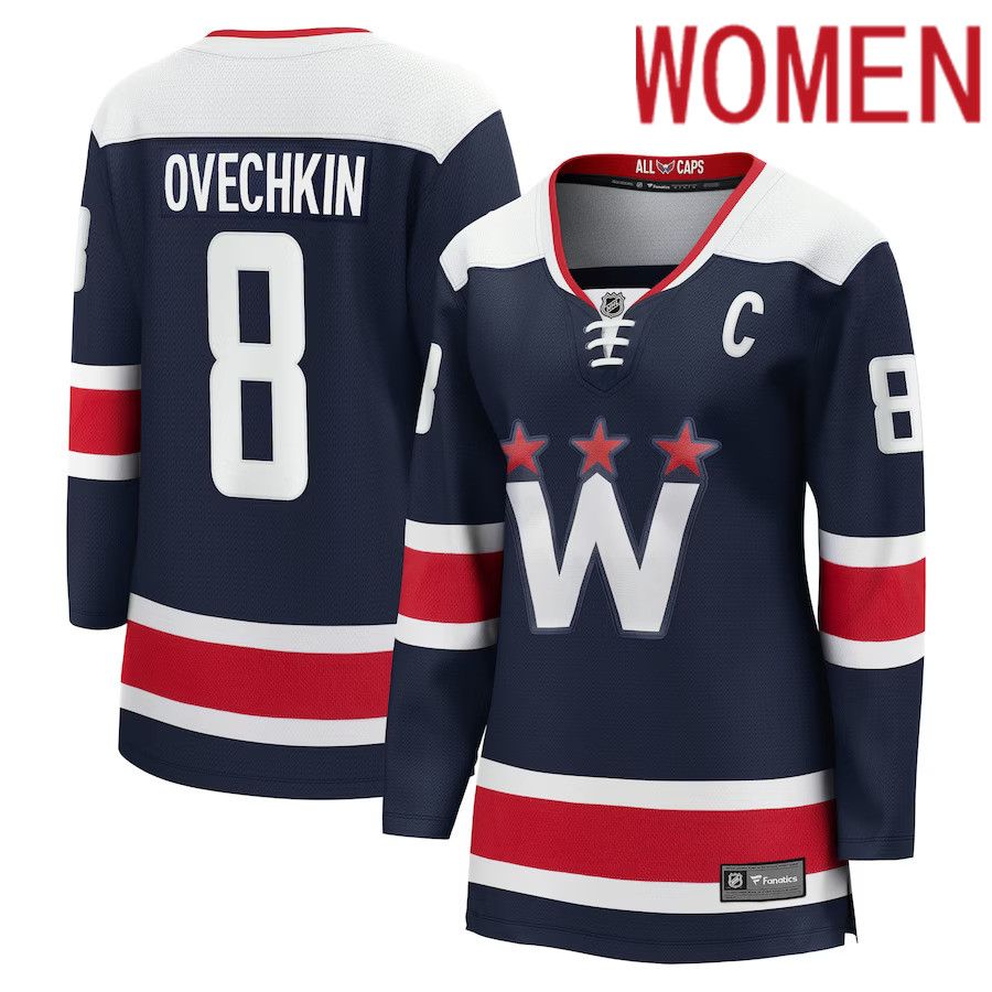 Women Washington Capitals #8 Alexander Ovechkin Fanatics Branded Navy Alternate Premier Breakaway Player NHL Jersey
